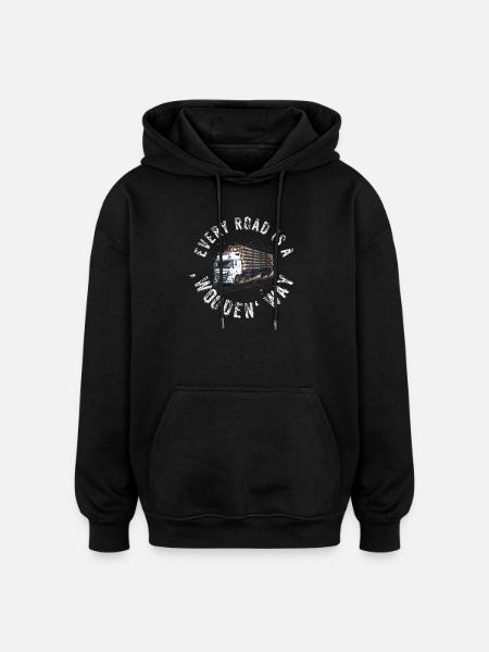 puutavaran kuljetus, puutavara, kuorma-auto, metsätalous, pitkä puutavara, ammatti, metsä - Unisex oversize huppari - musta