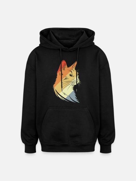 Graphisme Retro Cats - Sweat à capuche oversize unisexe - noir