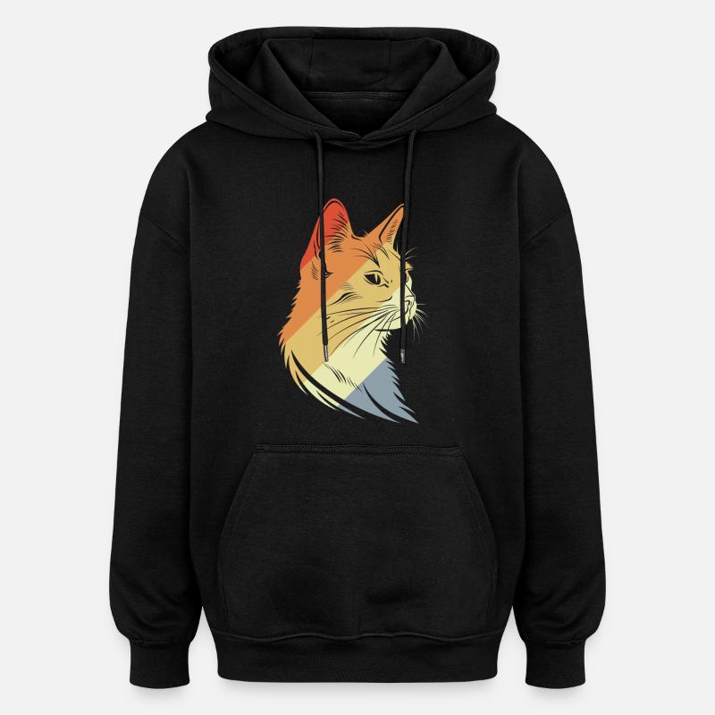 Graphisme Retro Cats - Sweat à capuche oversize unisexe - noir