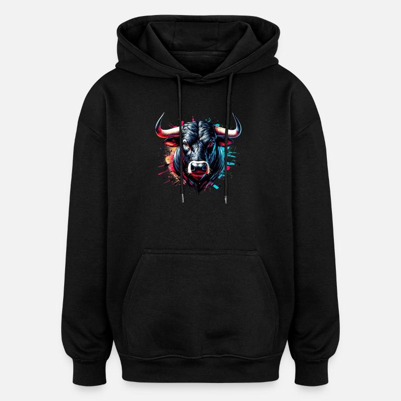 Stier - Oversized Unisex Hoodie - Schwarz