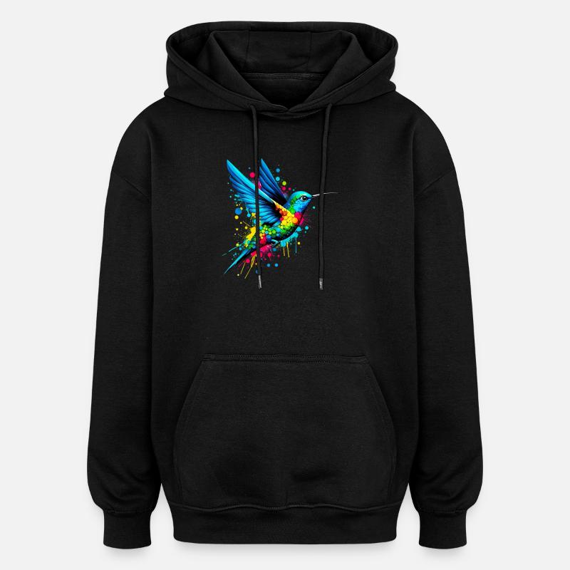 Hummingbird - Oversized Unisex Hoodie - black