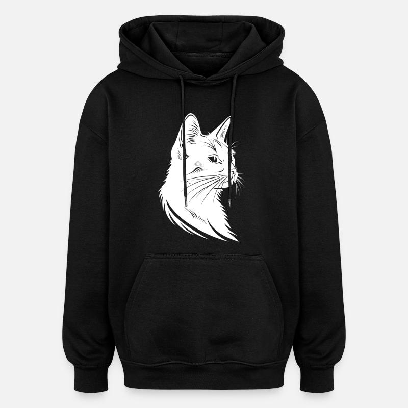 Cat Sketch - Oversized Unisex Hoodie - black