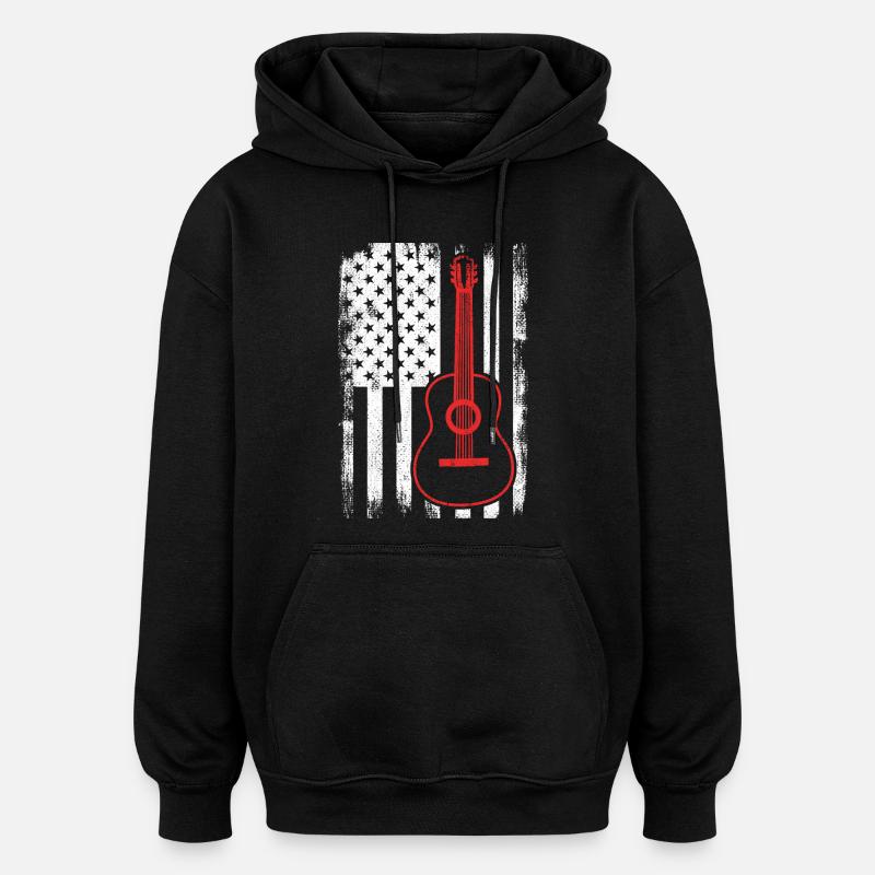 4 juillet Guitare États-Unis - Sweat à capuche oversize unisexe - noir