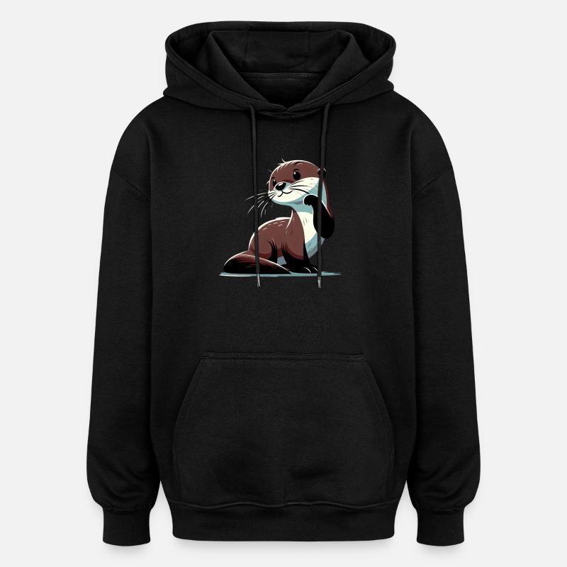 Loutre - Sweat à capuche oversize unisexe - noir