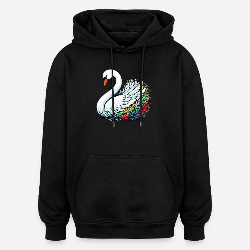 Cygne - Sweat à capuche oversize unisexe - noir