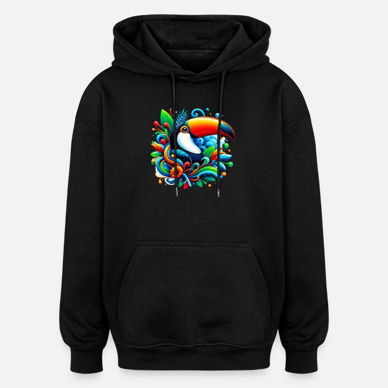 Toucan - Sweat à capuche oversize unisexe - noir