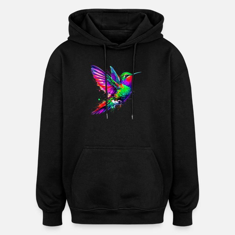 Kolibri - Oversized Unisex Hoodie - Schwarz