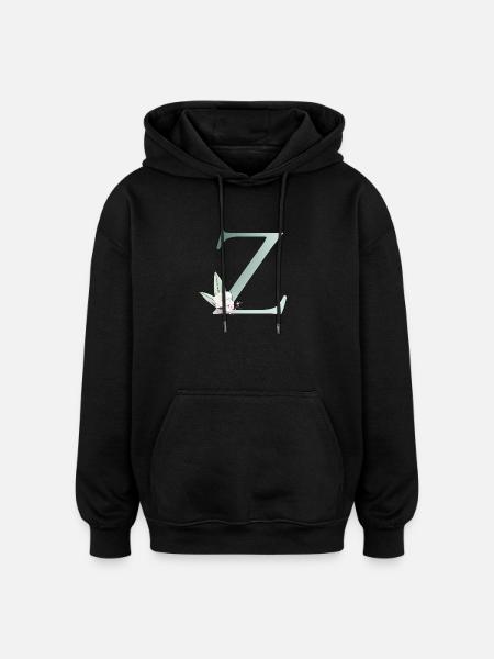 Z Monogram, Floral, Personalizable - Oversized Unisex Hoodie - black