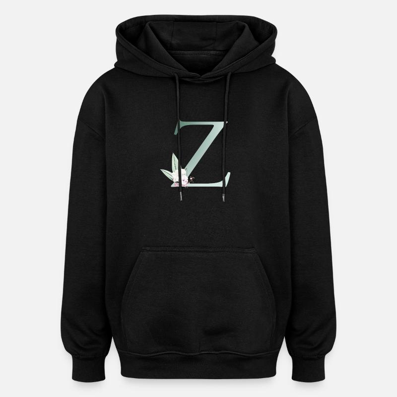 Z Monogram, Floral, Personalizable - Oversized Unisex Hoodie - black
