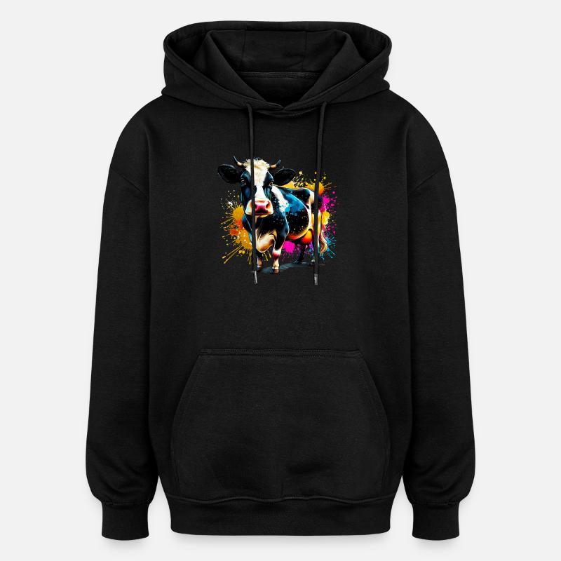 Vache - Sweat à capuche oversize unisexe - noir