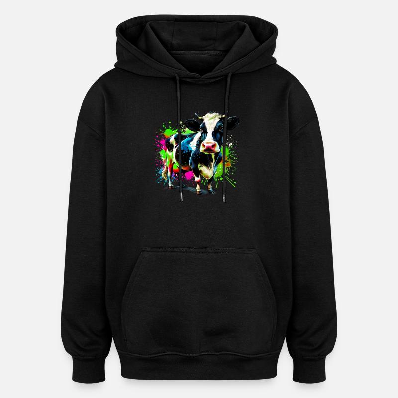 Vache - Sweat à capuche oversize unisexe - noir