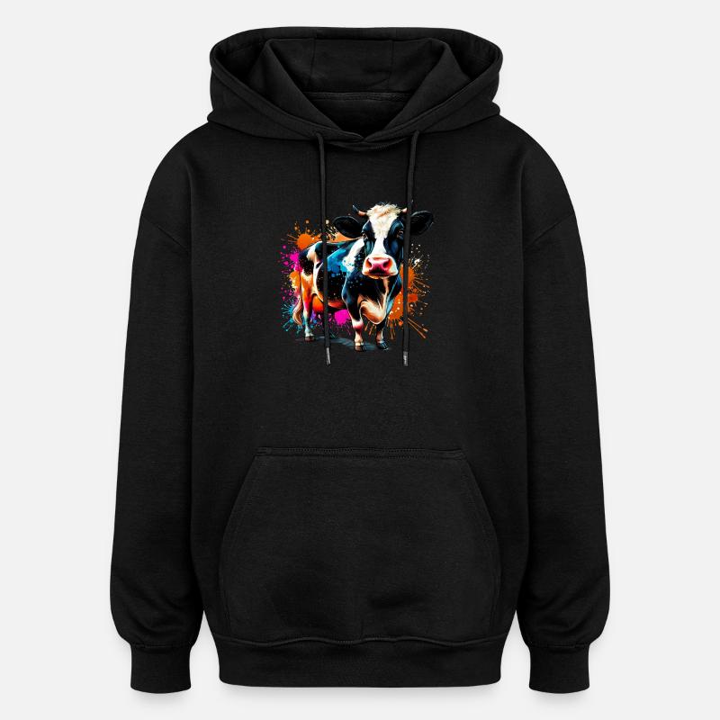 Vache - Sweat à capuche oversize unisexe - noir