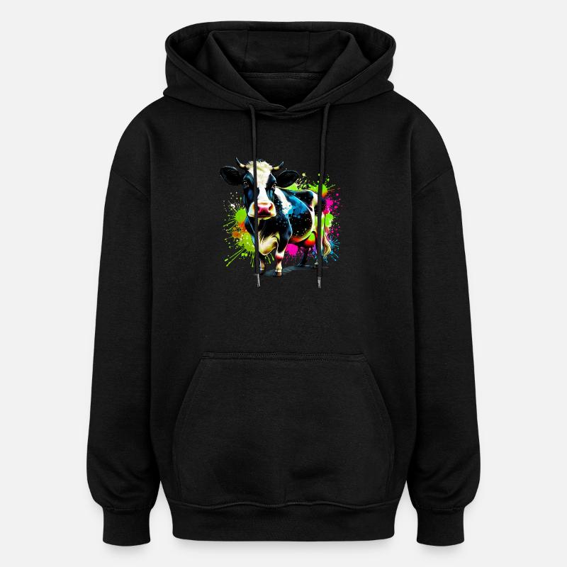 Vache - Sweat à capuche oversize unisexe - noir