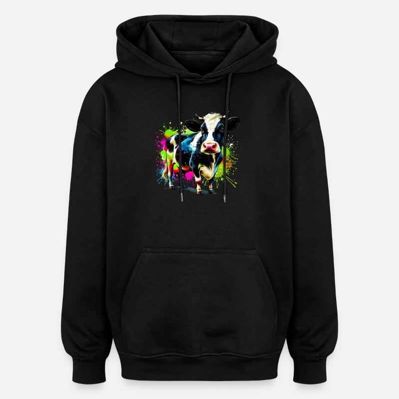 Vache - Sweat à capuche oversize unisexe - noir