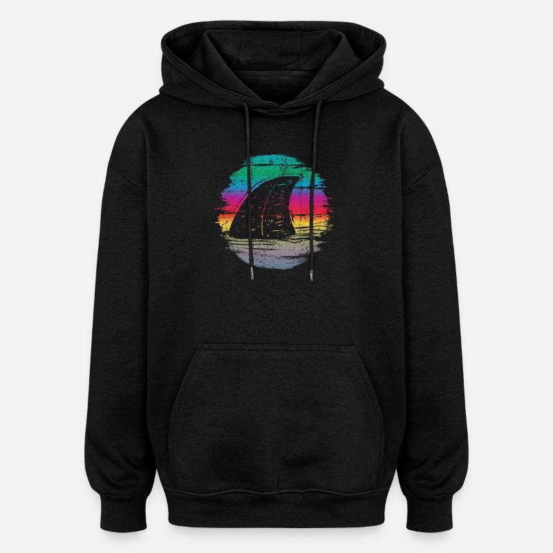 coucher de soleil surfer vague illustration - Sweat à capuche oversize unisexe - noir