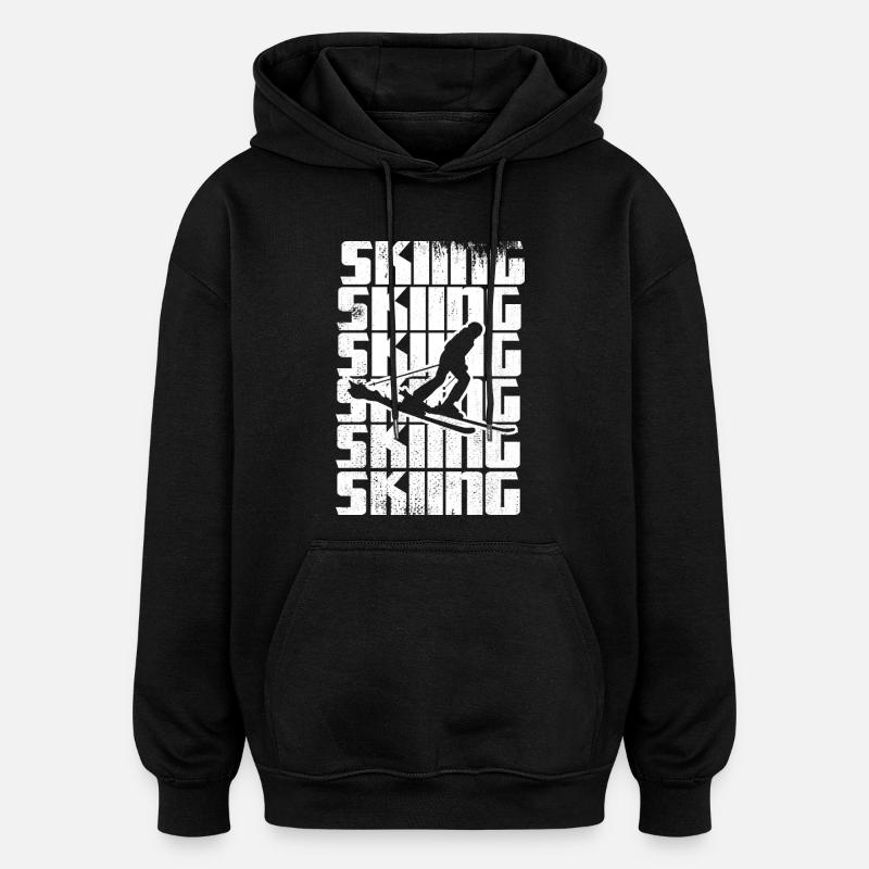 Lustiger Skifahrer - Oversized Unisex Hoodie - Schwarz