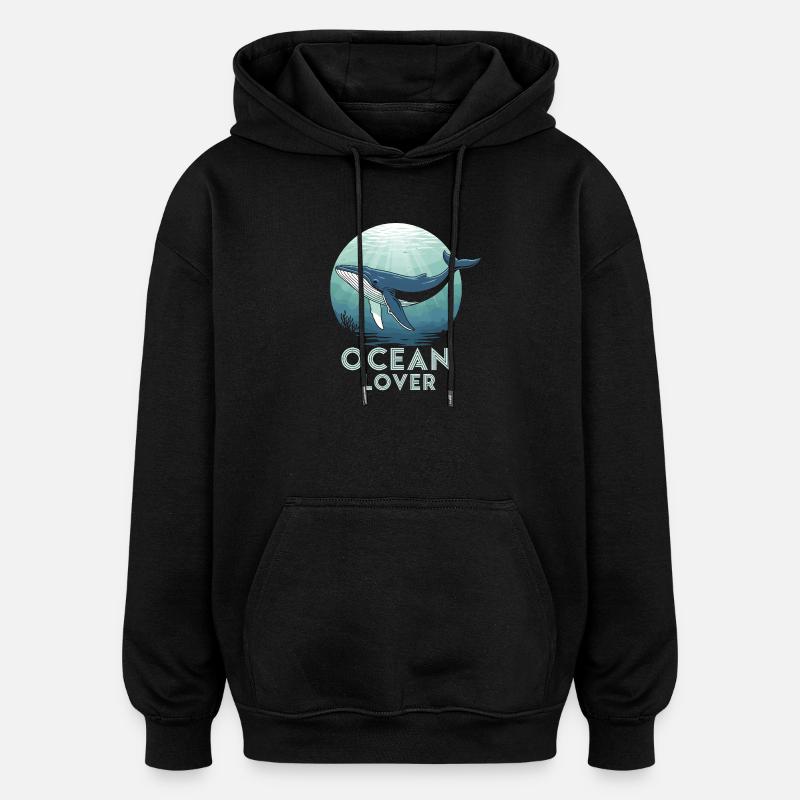Diving Whale - Ocean Lover - Oversized Unisex Hoodie - black