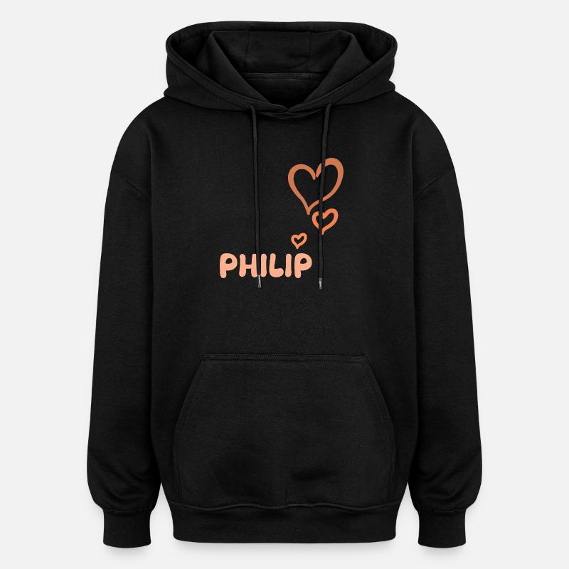 Cadeau pour Philippe - Sweat à capuche oversize unisexe - noir