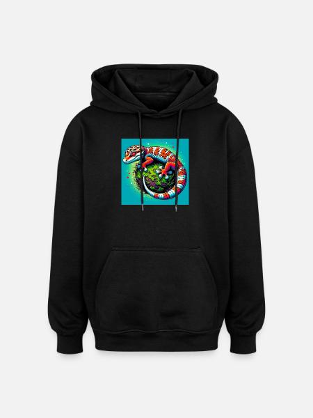 Gecko - Oversized Unisex Hoodie - Schwarz