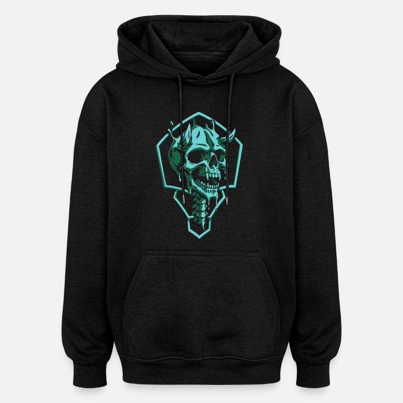 Zerrissener Smaragdschädel - Oversized Unisex Hoodie - Schwarz