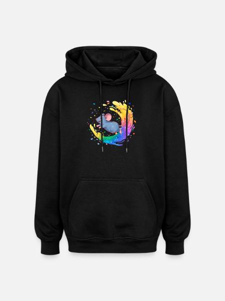 Bunte Maus im Farbwirbel - Oversized Unisex Hoodie - Schwarz