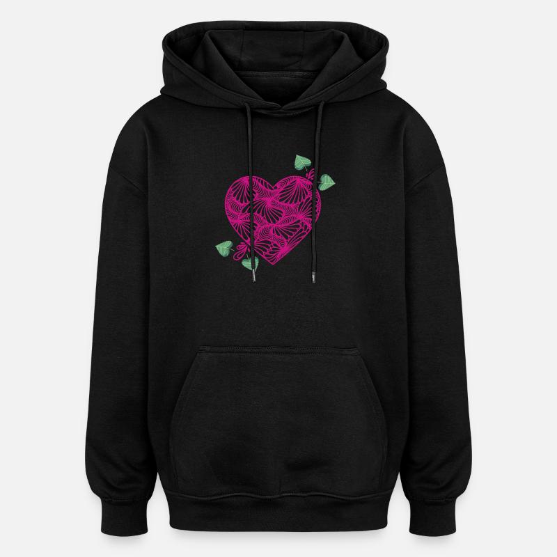 romantisches Herz - Oversized Unisex Hoodie - Schwarz