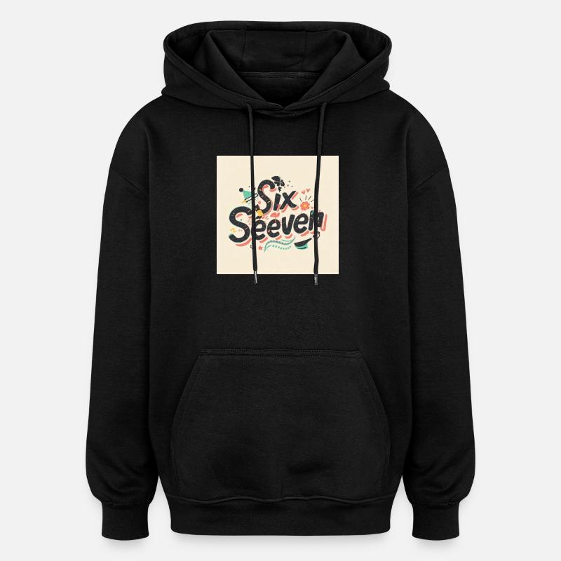 Sechs Siebzehn Retro-Doodle-Buchstaben - Oversized Unisex Hoodie - Schwarz