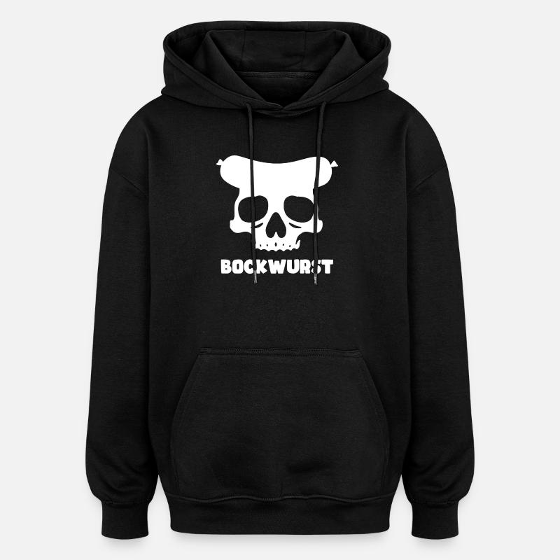 Bockwurst Skull Graphic - Oversized Unisex Hoodie - black
