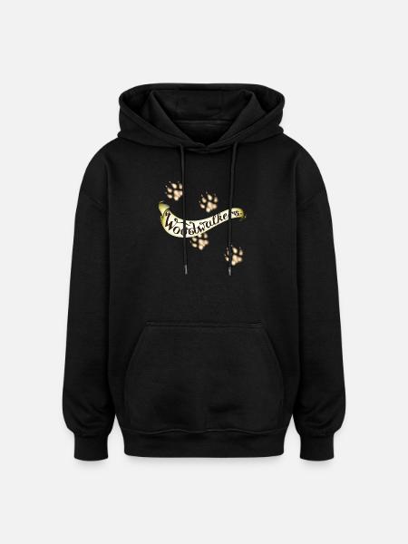 Woodwalkers Curved Lettering With Paws - Oversized Unisex Hoodie - black