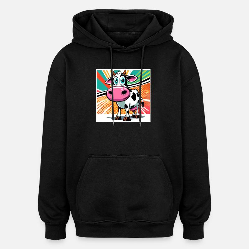 vache - Sweat à capuche oversize unisexe - noir
