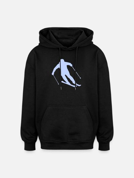 Winter Shot Skier Silhouette - Oversized Unisex Hoodie - black
