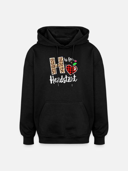 Headstart Leopard H Plaid Heart - Oversized Unisex Hoodie - black