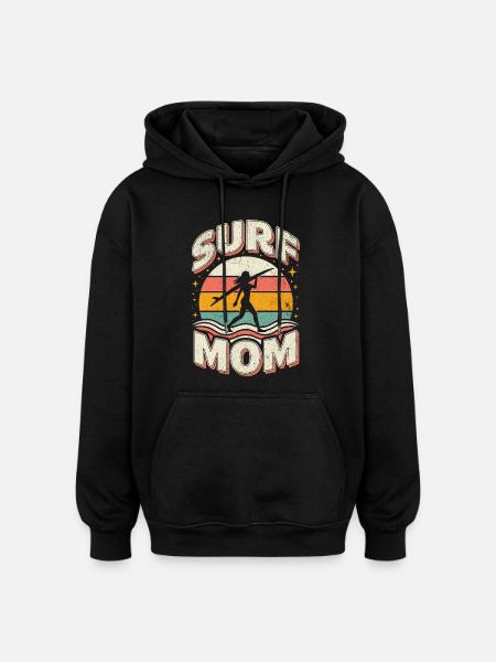Surf Mom Rétro - Sweat à capuche oversize unisexe - noir
