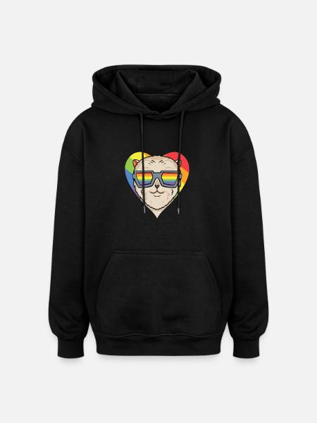 LGBT Dog Dwarf Spitz Rainbow - Oversized Unisex Hoodie - black