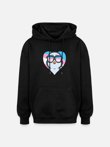 Transgender Transsexual Penguin Gift - Oversized Unisex Hoodie - black