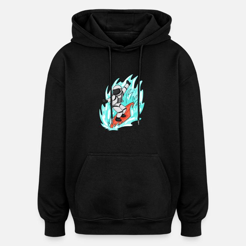 Astronaute surfant - Sweat à capuche oversize unisexe - noir