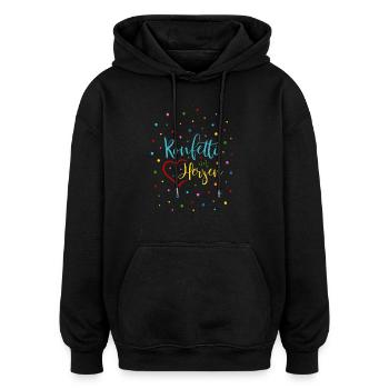Konfetti im Herzen - Oversized Unisex Hoodie - Schwarz - Vorne - Noah (186cm)