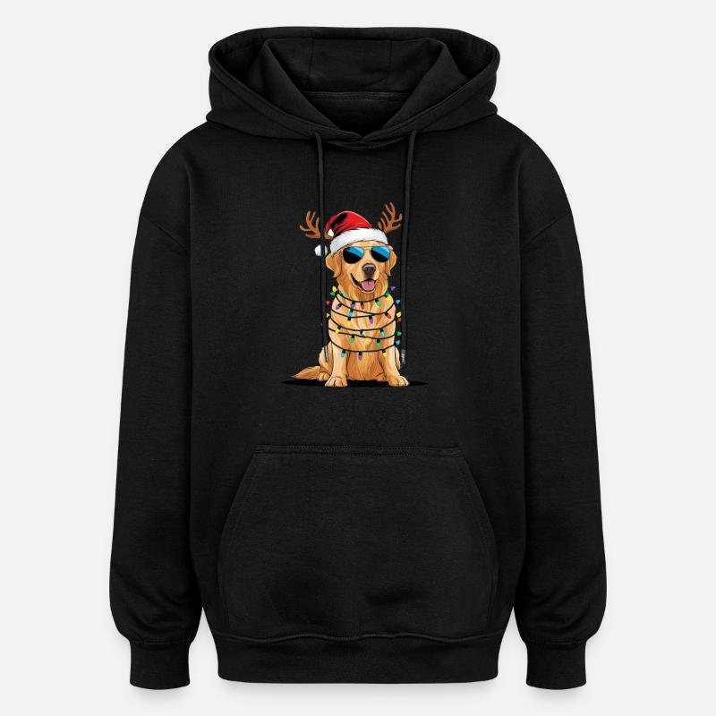 Golden Retriever de Noël - Sweat à capuche oversize unisexe - noir