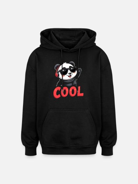 cooler Panda - Oversized Unisex Hoodie - Schwarz