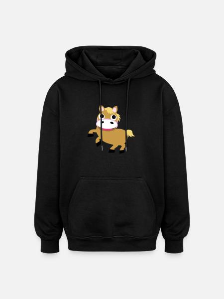 Pony - Haflinger - Oversized Unisex Hoodie - Schwarz
