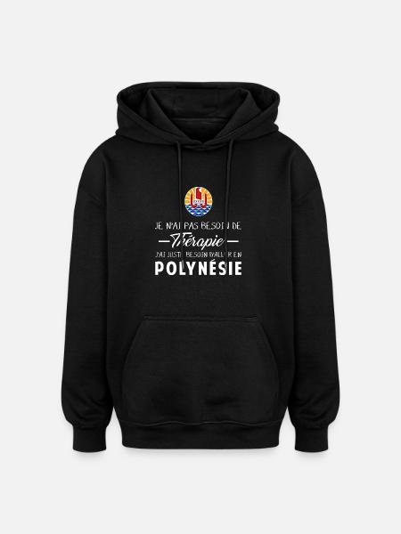 Thérapie Polynésie - Sweat à capuche oversize unisexe - noir