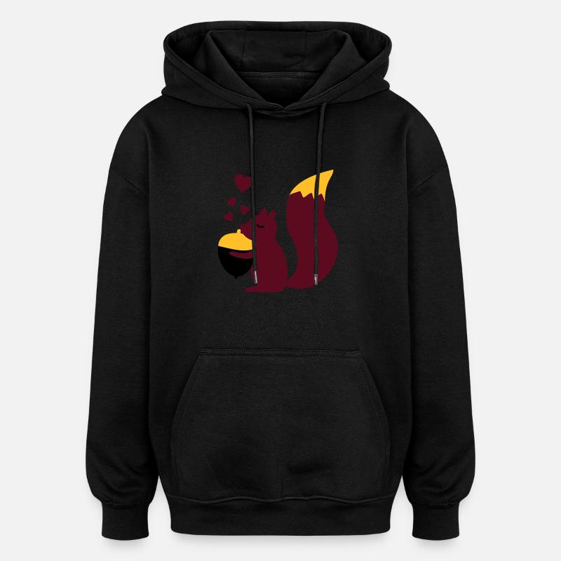 squirell love nuts - Oversized Unisex Hoodie - black
