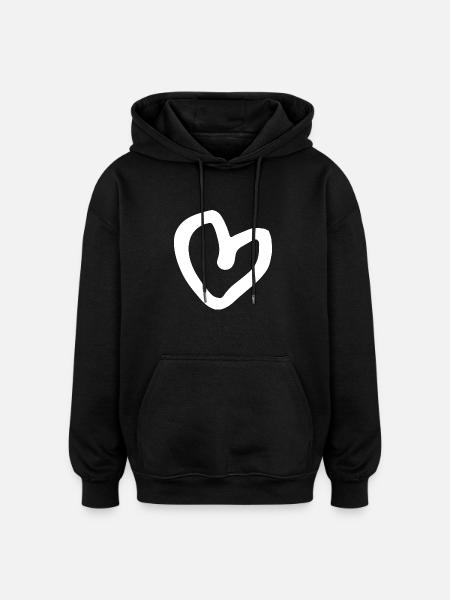 Herz - Oversized Unisex Hoodie - Schwarz