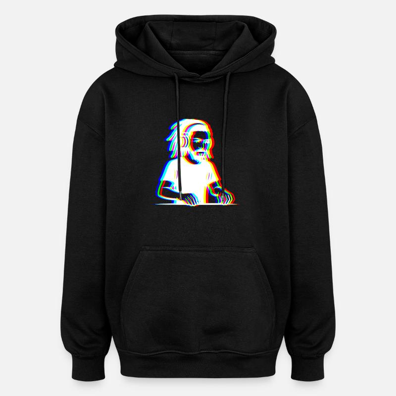EDM - DJ - Glitch Rave Style - Sweat à capuche oversize unisexe - noir