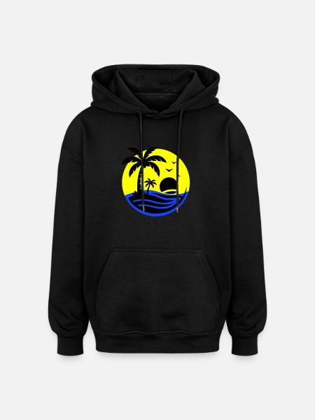 Insel Palmen Meer - Oversized Unisex Hoodie - Schwarz