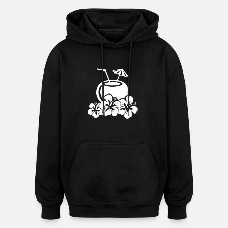 cocktail hibiskus - Oversized Unisex Hoodie - Schwarz