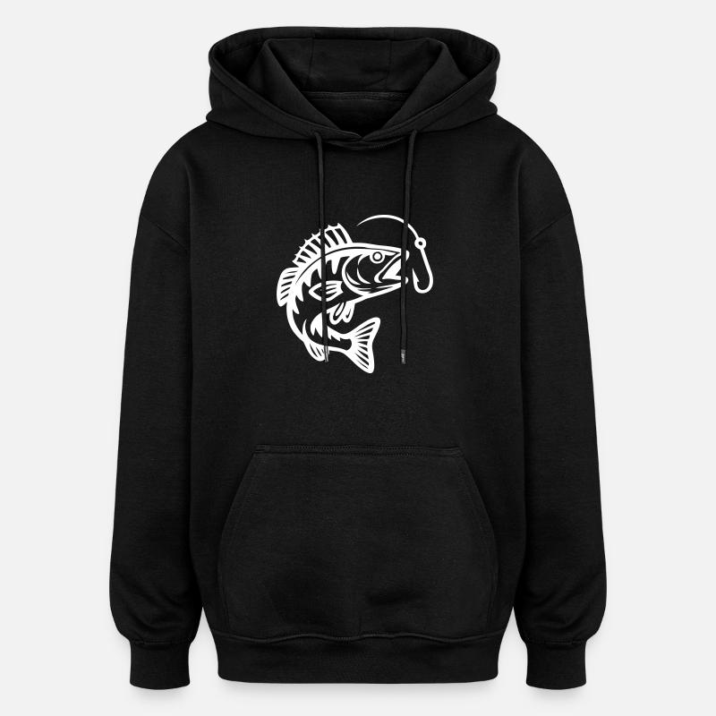 Fishing Fish Icon - Oversized Unisex Hoodie - black