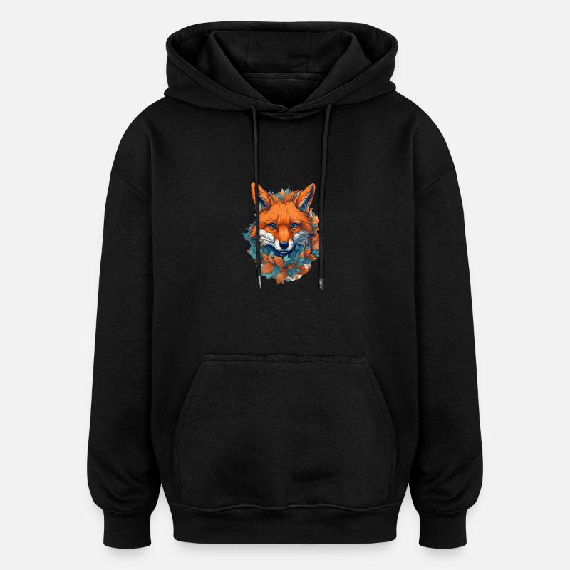 Renard - Sweat à capuche oversize unisexe - noir