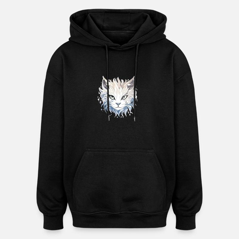 Katze - Illustration - Oversized Unisex Hoodie - Schwarz