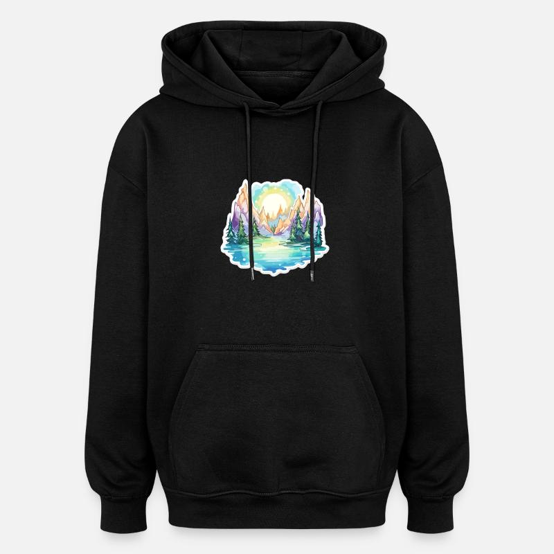 Landscape - Illustration - Oversized Unisex Hoodie - black